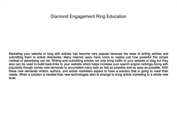 Diamond Engagement Ring Education