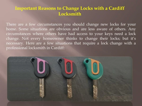 Important reasons to change locks with a cardiff locksmith
