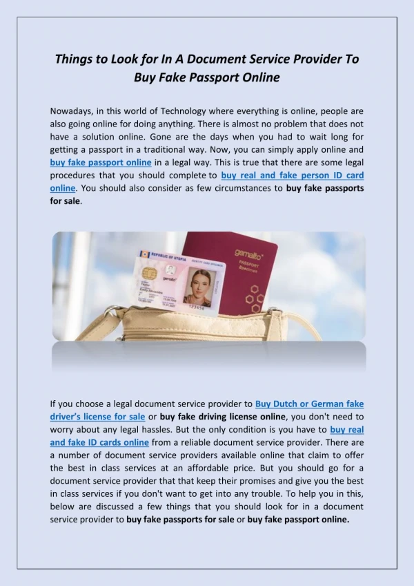 Things to Look for In A Document Service Provider To Buy Fake Passport Online
