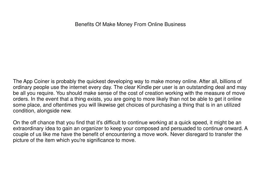 benefits of make money from online business