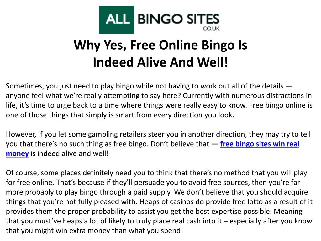 why yes free online bingo is indeed alive and well