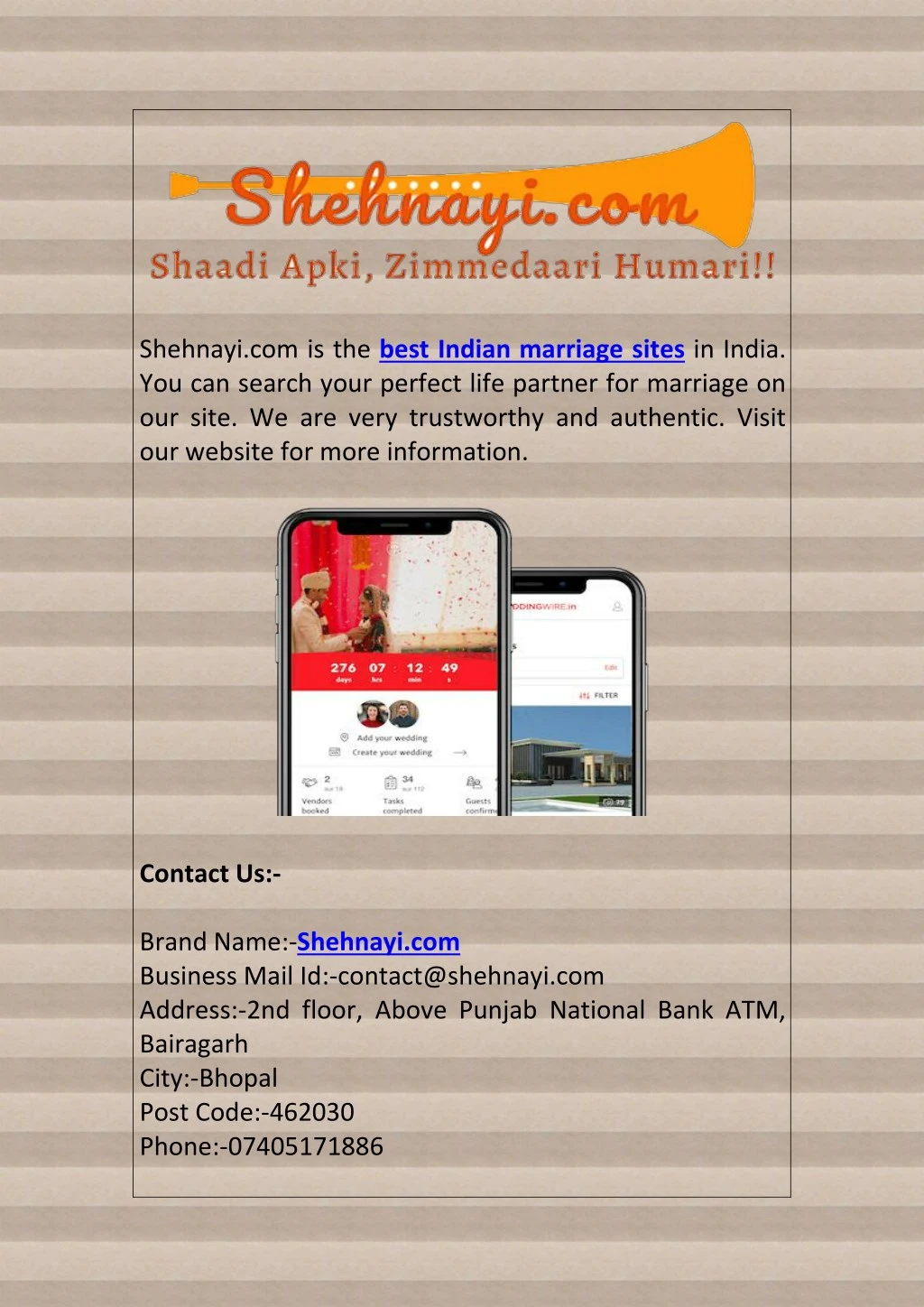 shehnayi com is the best indian marriage sites