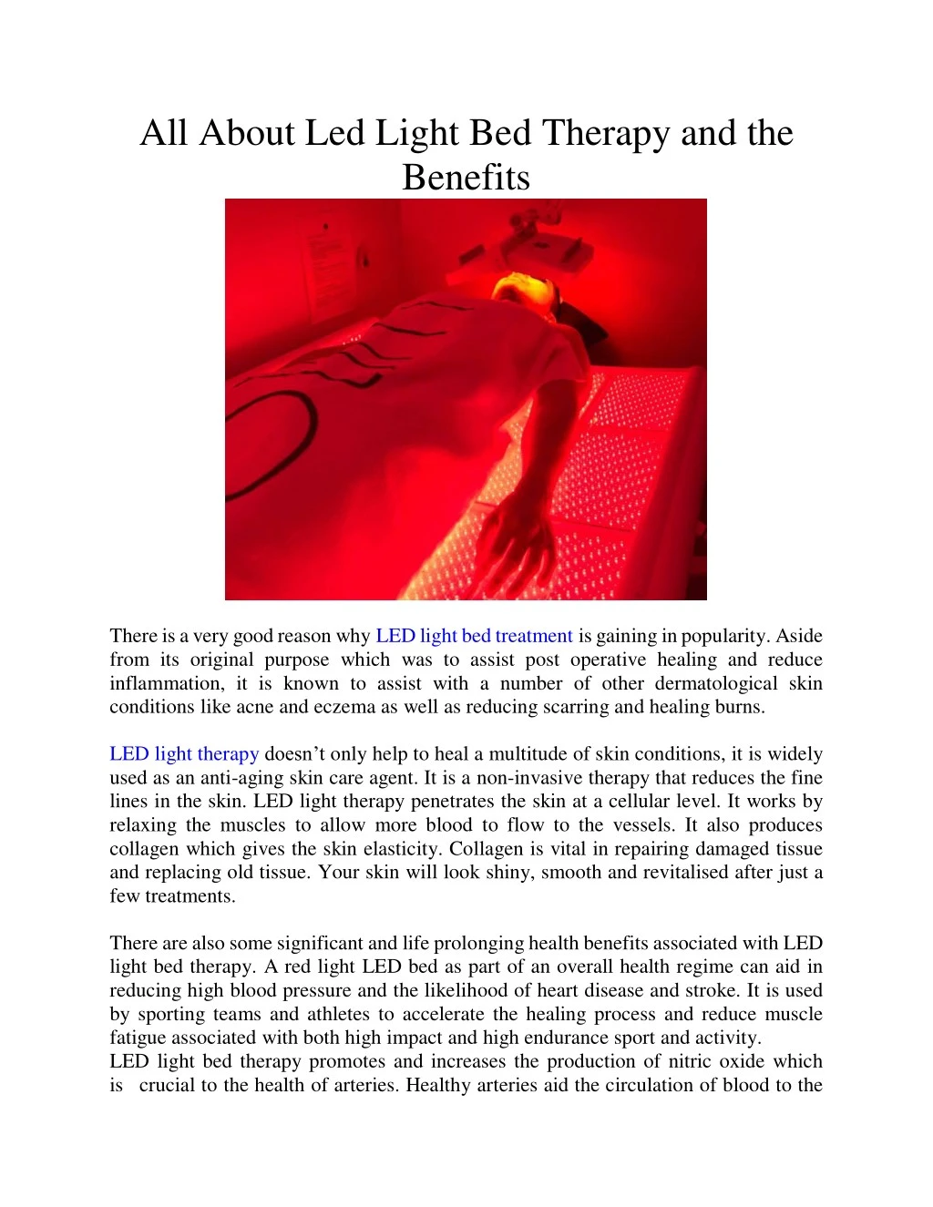 all about led light bed therapy and the benefits