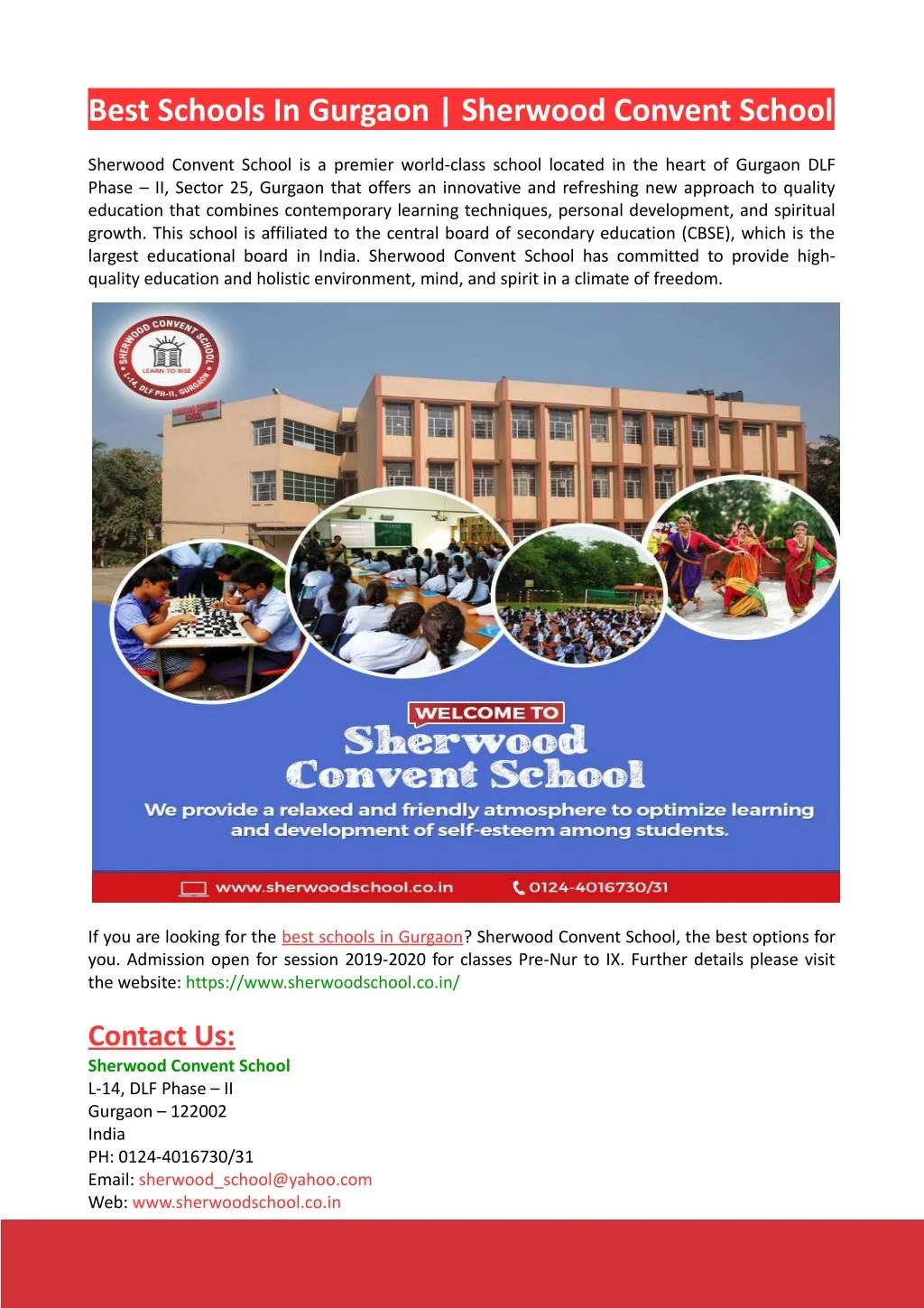 best schools in gurgaon sherwood convent school