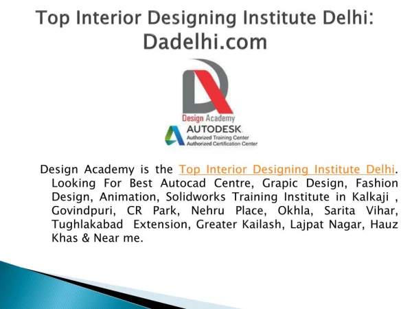 Top Interior Designing Institute in Delhi
