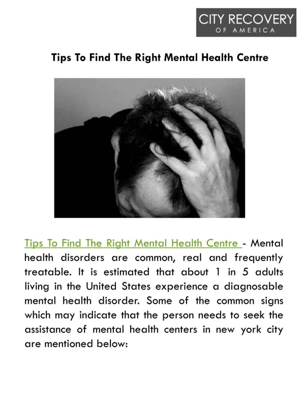 Tips To Find The Right Mental Health Centre