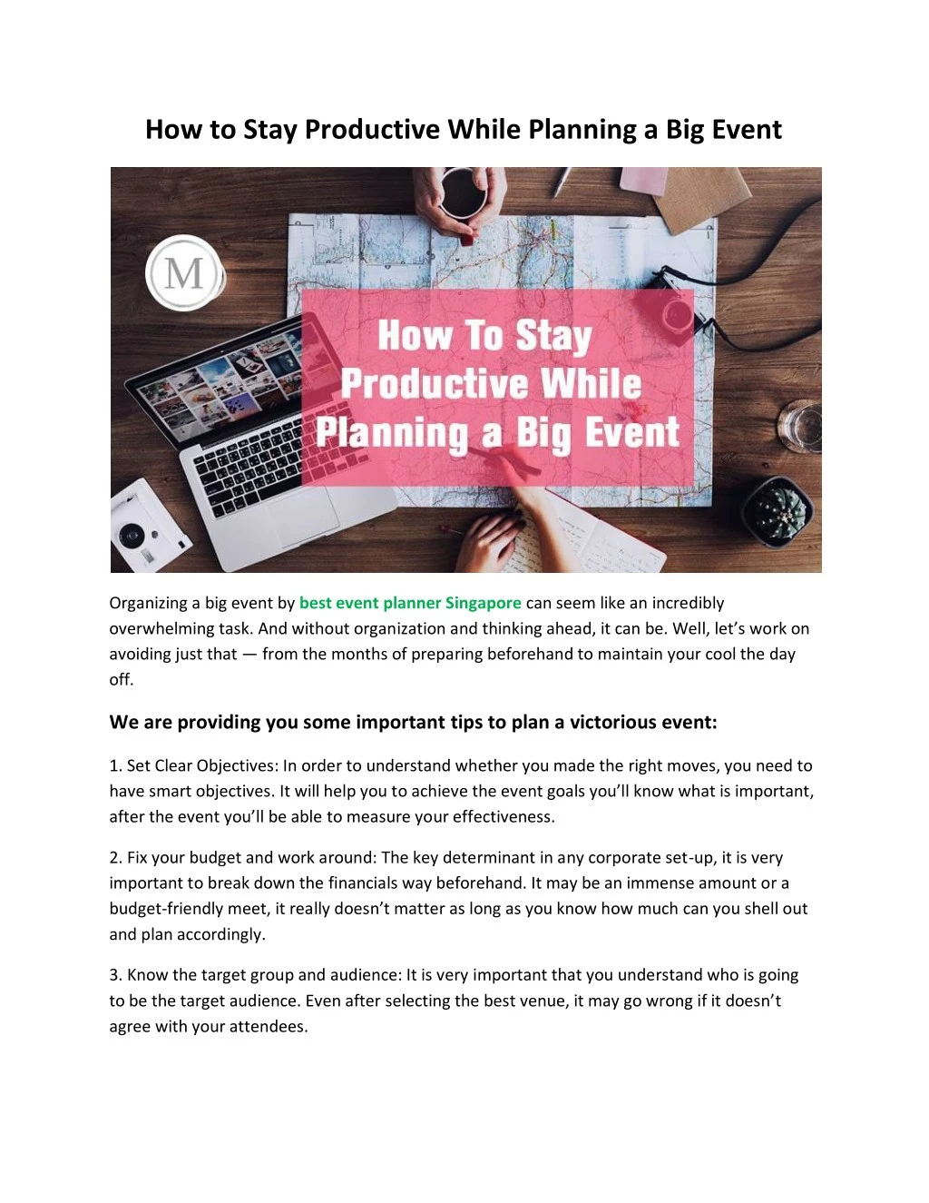 how to stay productive while planning a big event