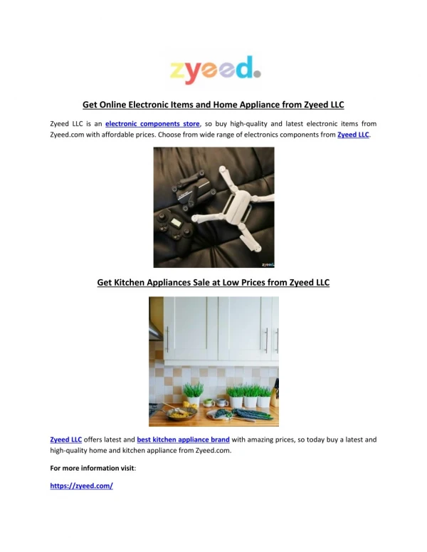 Get Online Electronic Items and Home Appliance from Zyeed LLC