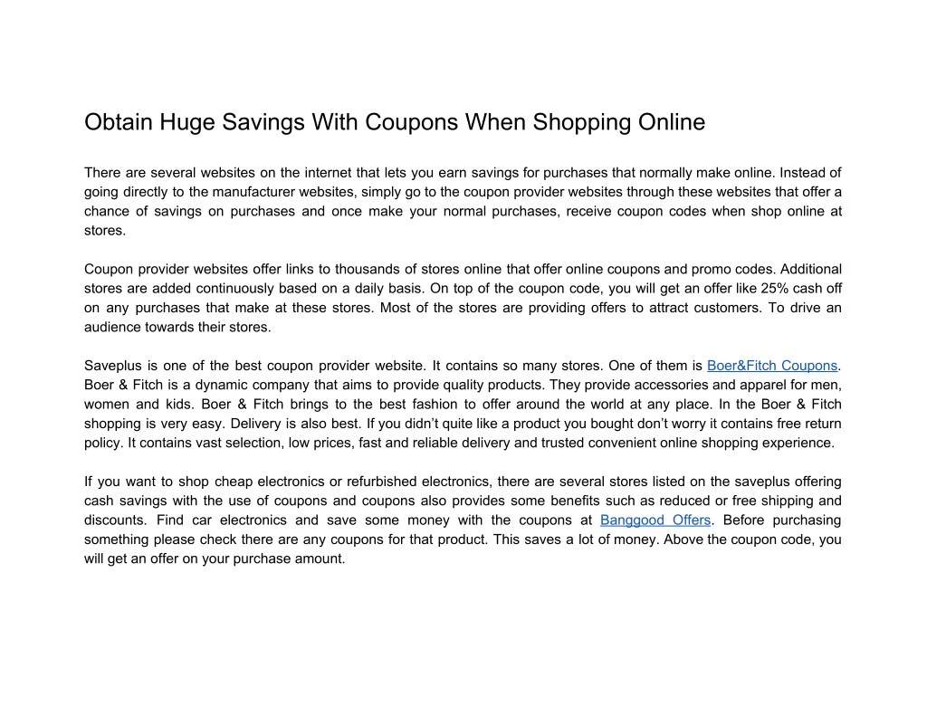 obtain huge savings with coupons when shopping