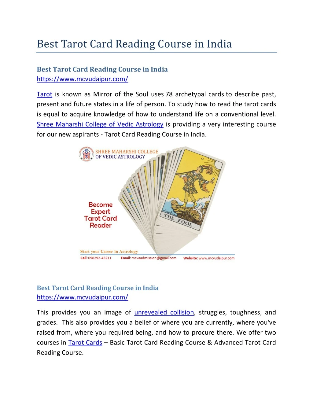 best tarot card reading course in india