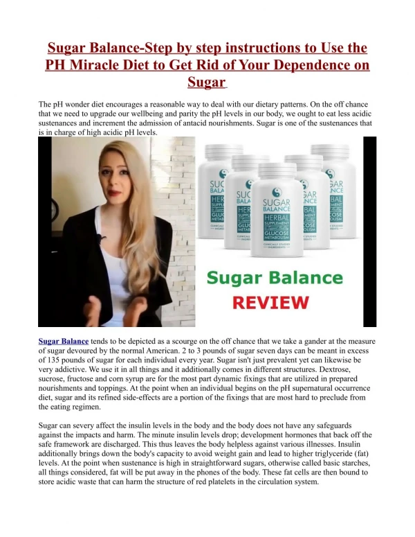 How Does Work Sugar Balance ?