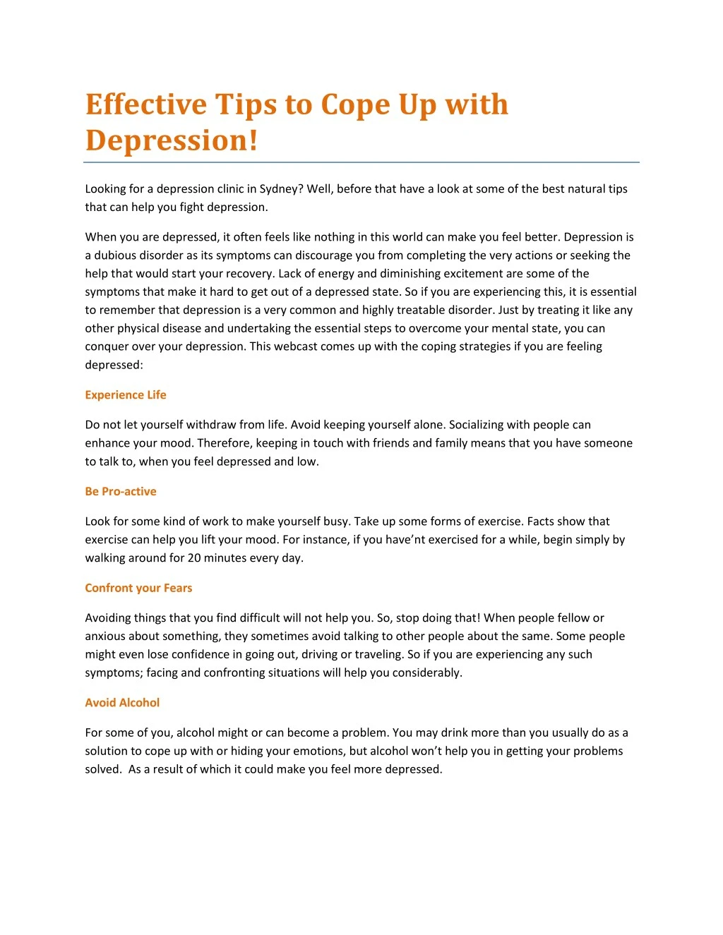 effective tips to cope up with depression