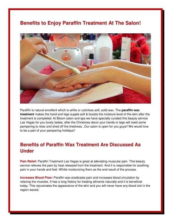 Top Benefits of Paraffin Wax Treatment