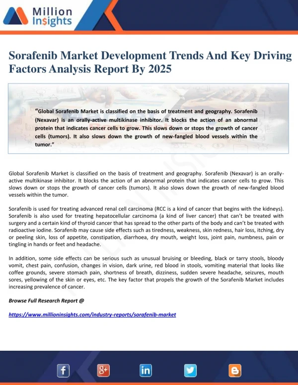 Sorafenib Market Development Trends And Key Driving Factors Analysis Report By 2025