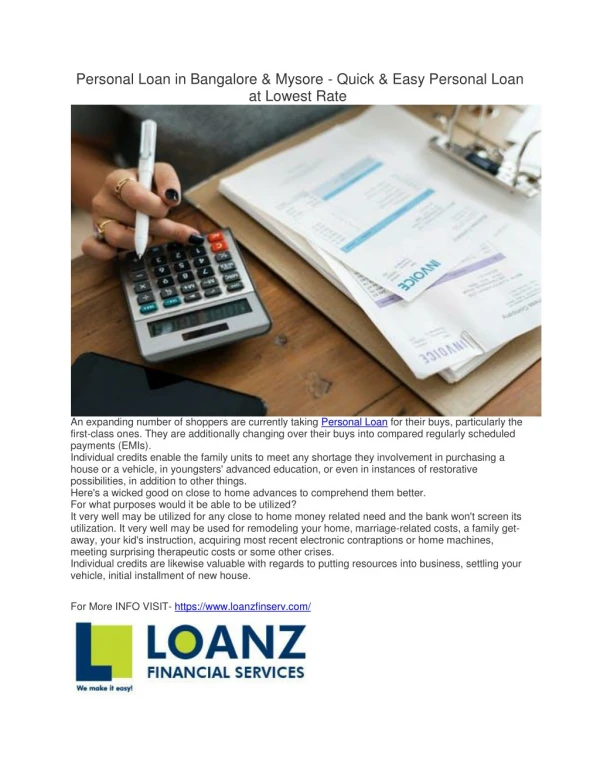 Apply Online for Loans in Bangalore & Mysore - Loanz Financial Services