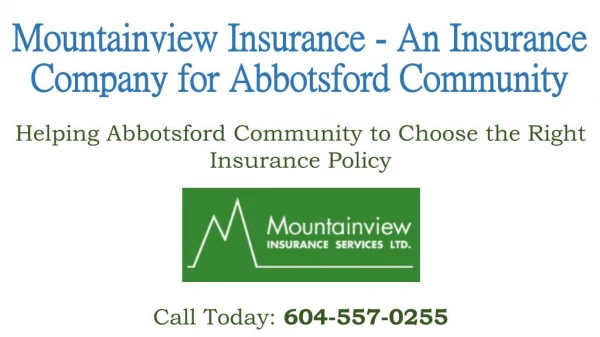 Mountainview Insurance - An Insurance Company for Abbotsford Community