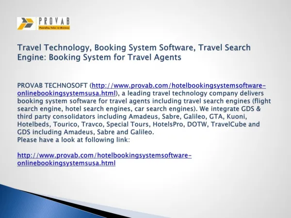 Travel Technology, Booking System Software