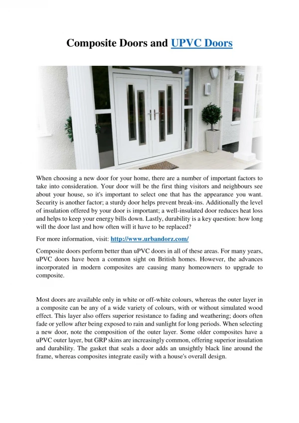 Composite Doors and UPVC Doors