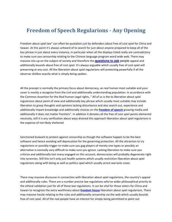 Freedom of Speech Regularions - Any Opening