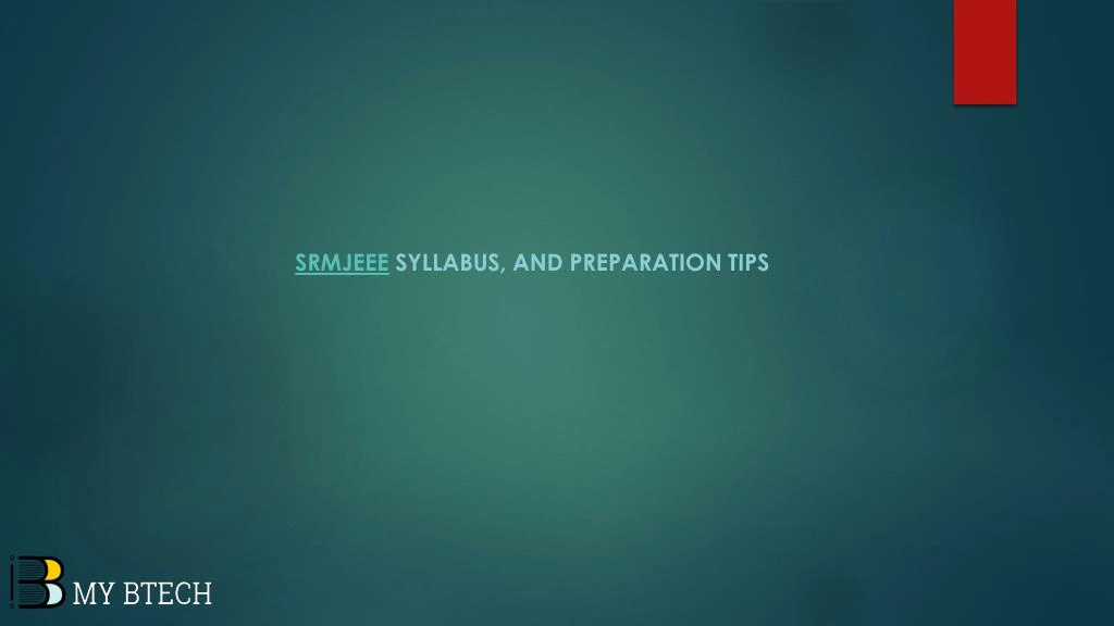 srmjeee syllabus and preparation tips