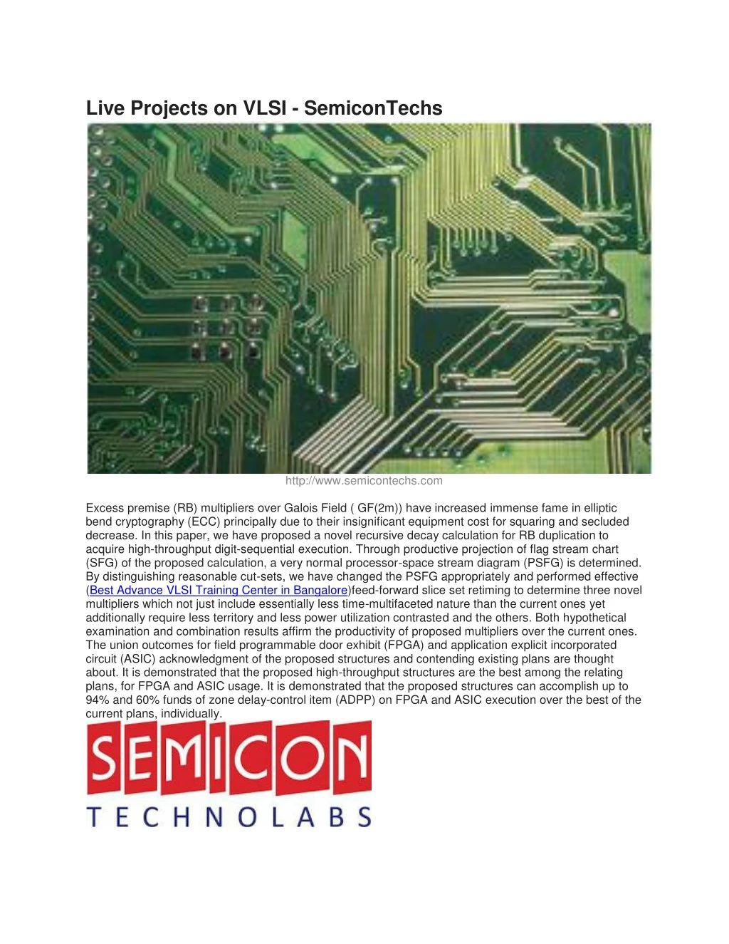 live projects on vlsi semicontechs