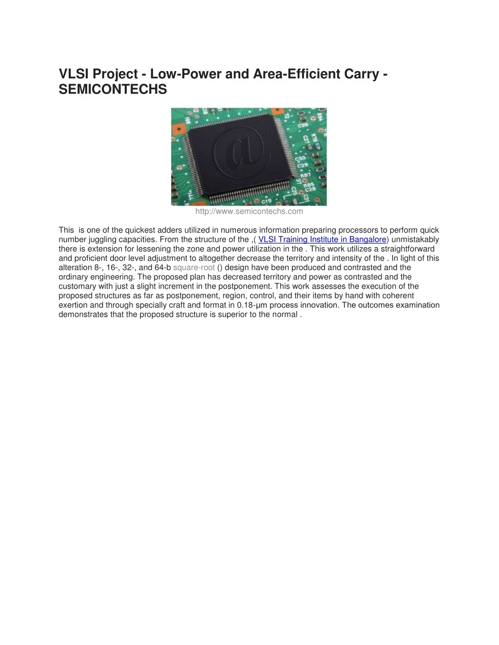 vlsi project low power and area efficient carry