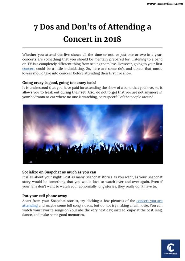 7 Dos and Don'ts of Attending a Concert in 2018