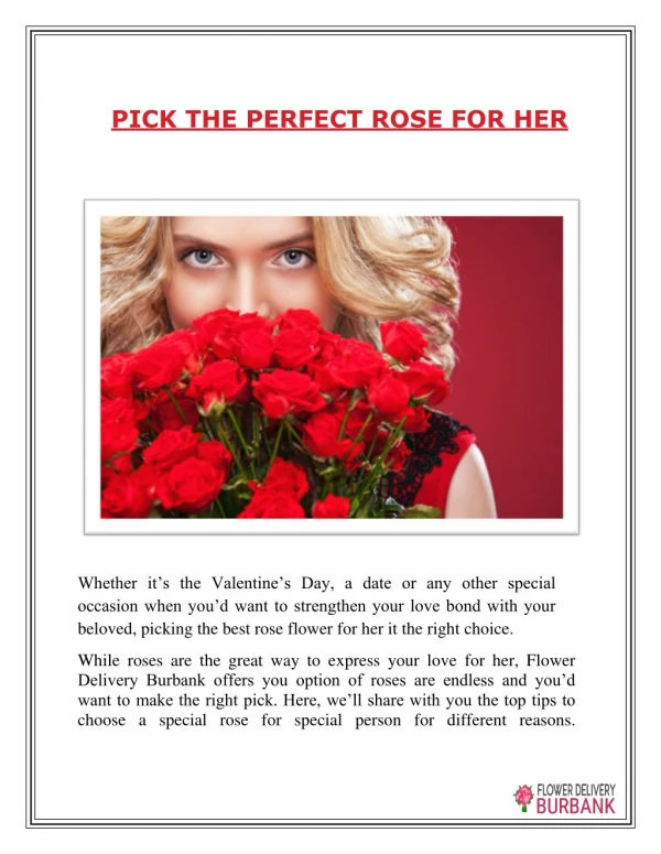 Pick the Perfect Rose for Her | Burbank Flower Delivery