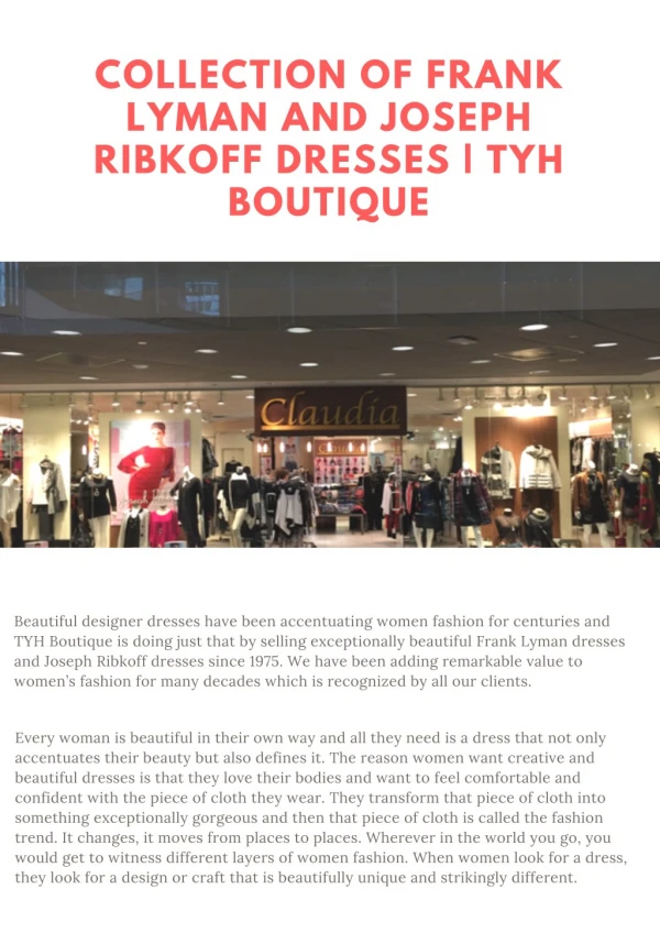 Collection of Frank Lyman and Joseph Ribkoff Dresses | TYH Boutique