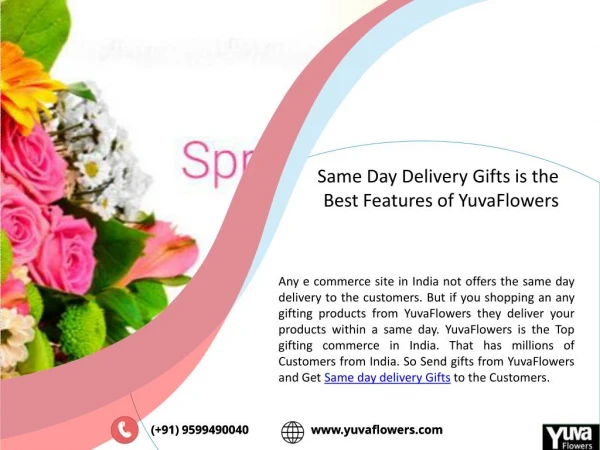 Same day delivery gifts is the best features of yuva flowers
