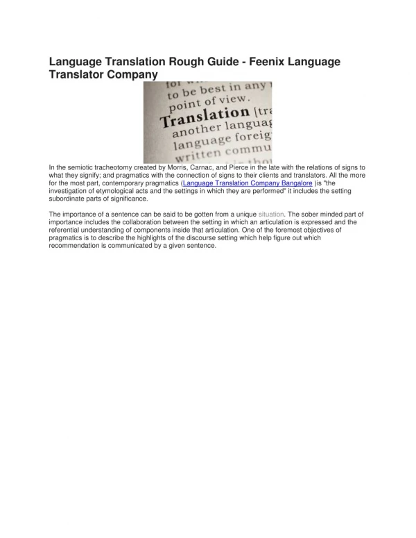 Language Translation Company Bangalore