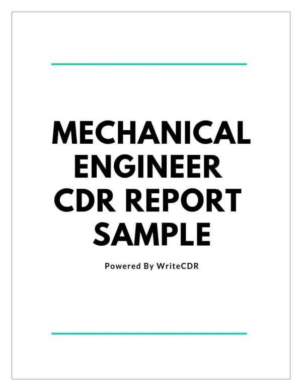 MECHANICAL ENGINEER CDR REPORT SAMPLE | WriteCDR