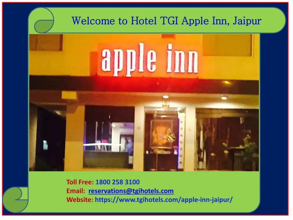 welcome to hotel tgi apple inn jaipur
