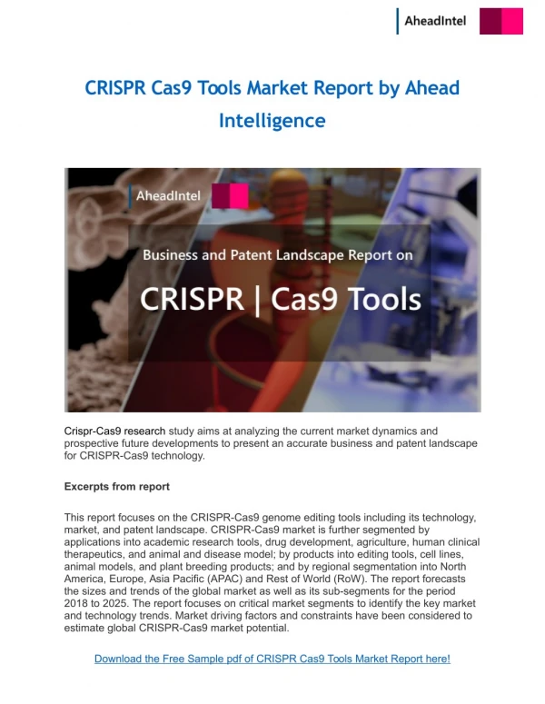 CRISPR Cas9 Tools Market Report by Ahead Intelligence