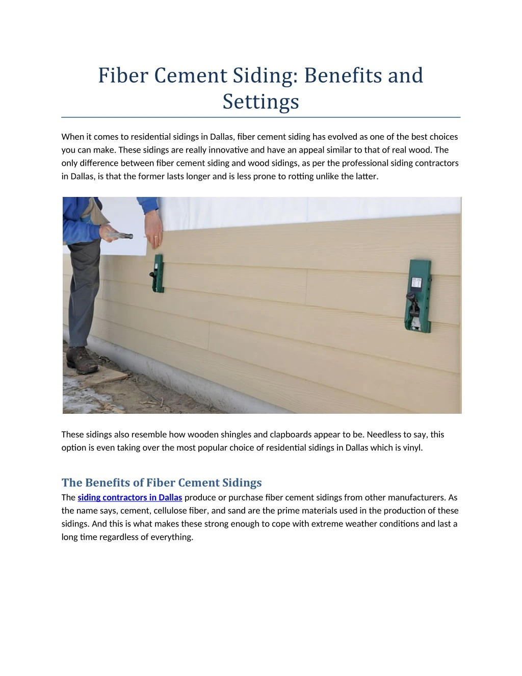 fiber cement siding benefits and settings