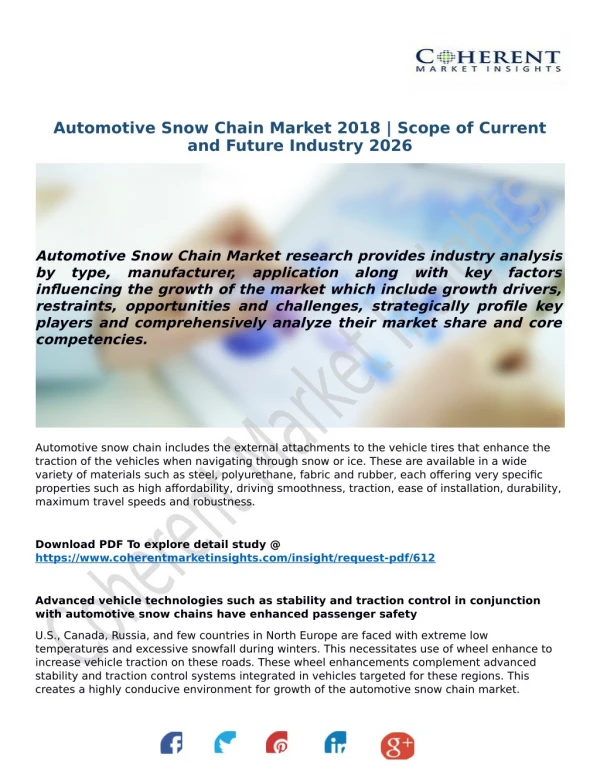 Automotive Snow Chain Market 2018 | Scope of Current and Future Industry 2026