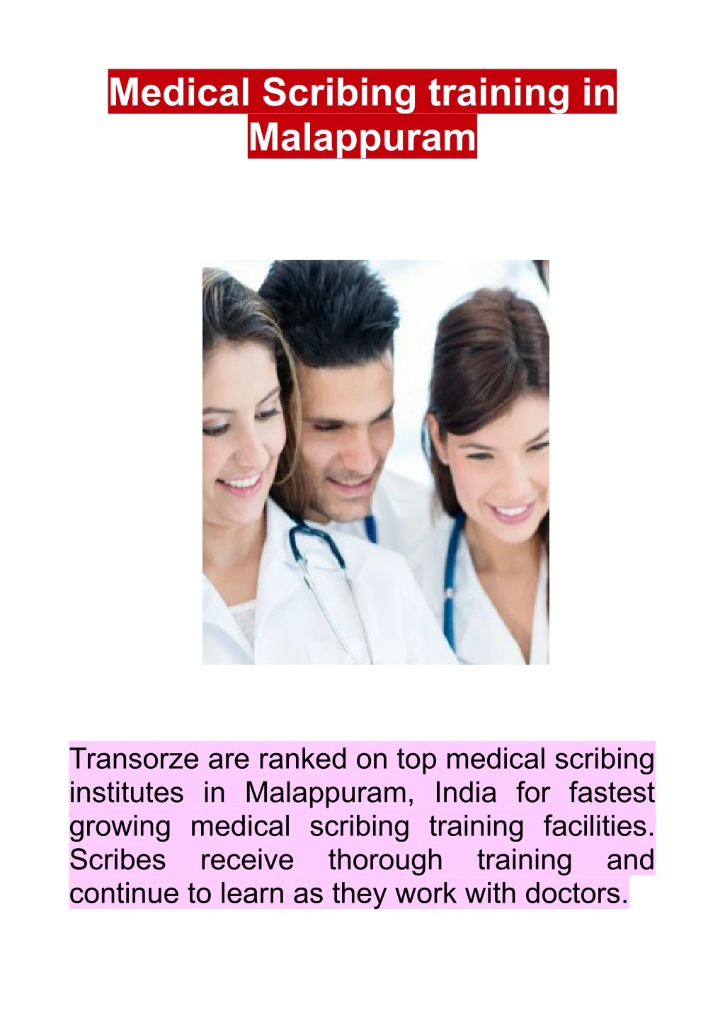 medical scribing training in malappuram