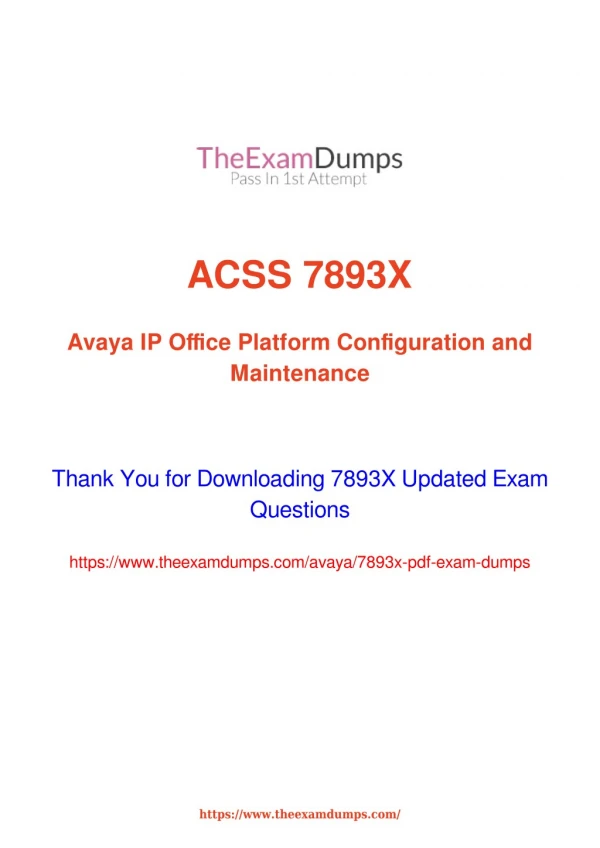 Avaya ACSS 7893X Practice Questions [2019 Updated]