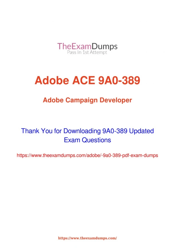 Adobe 9A0-389 Practice Questions [2019 Updated]