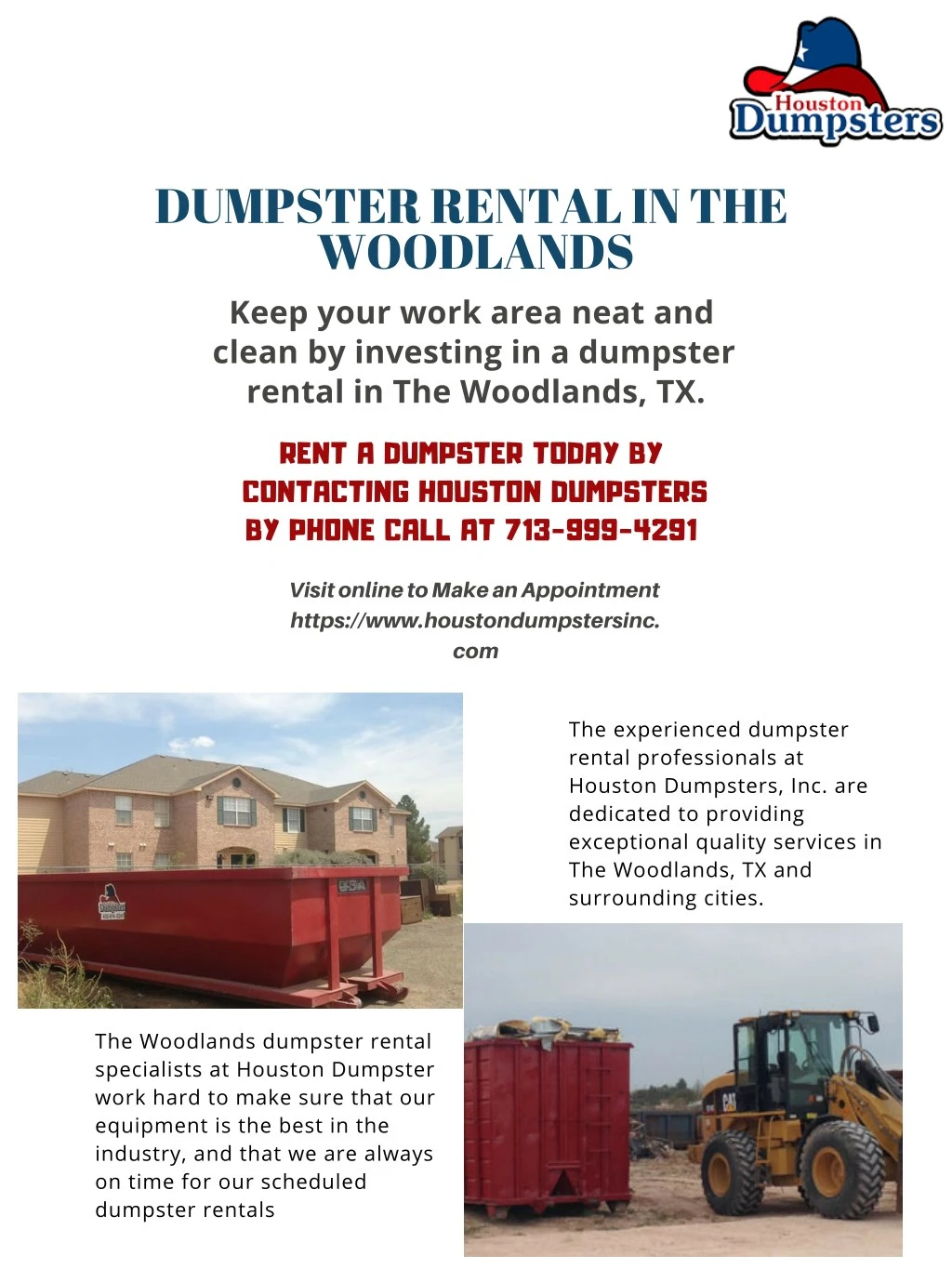 dumpster rental in the woodlands keep your work