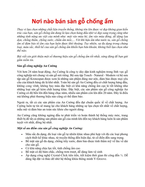 Nơi nào bán sàn gỗ chống ẩm