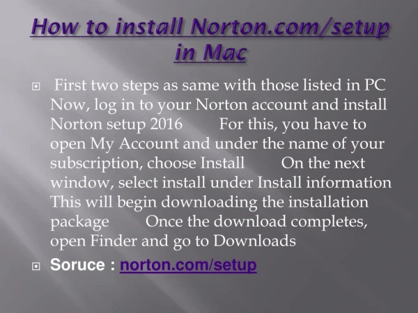 How to install Norton.com/setup in Mac