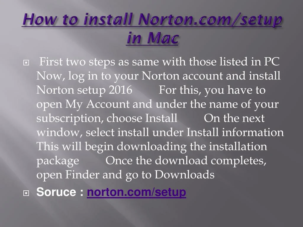how to install norton com setup in mac