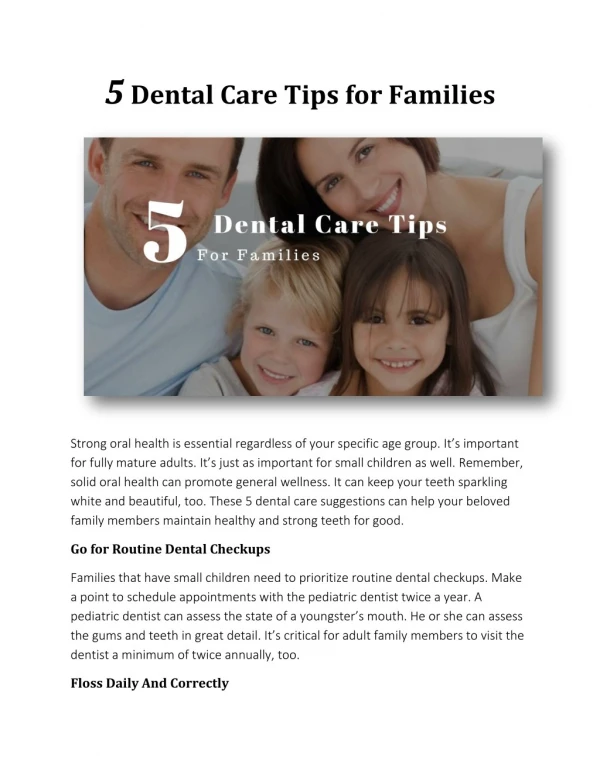 5 Dental Care Tips for Families