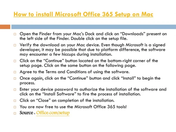 How to install Microsoft Office 365 Setup on Mac
