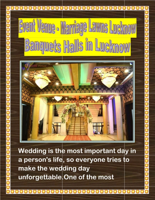 Event Venue - Marriage Lawns Lucknow | Banquets Halls in Lucknow