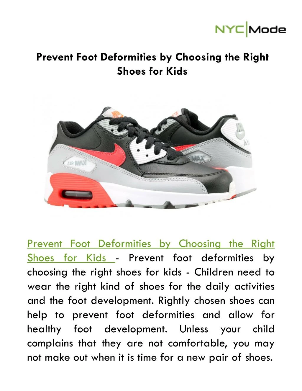 prevent foot deformities by choosing the right