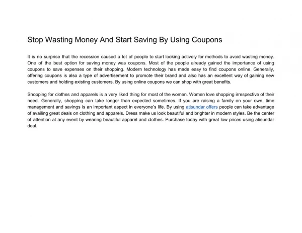Stop Wasting Money And Start Saving By Using Coupons