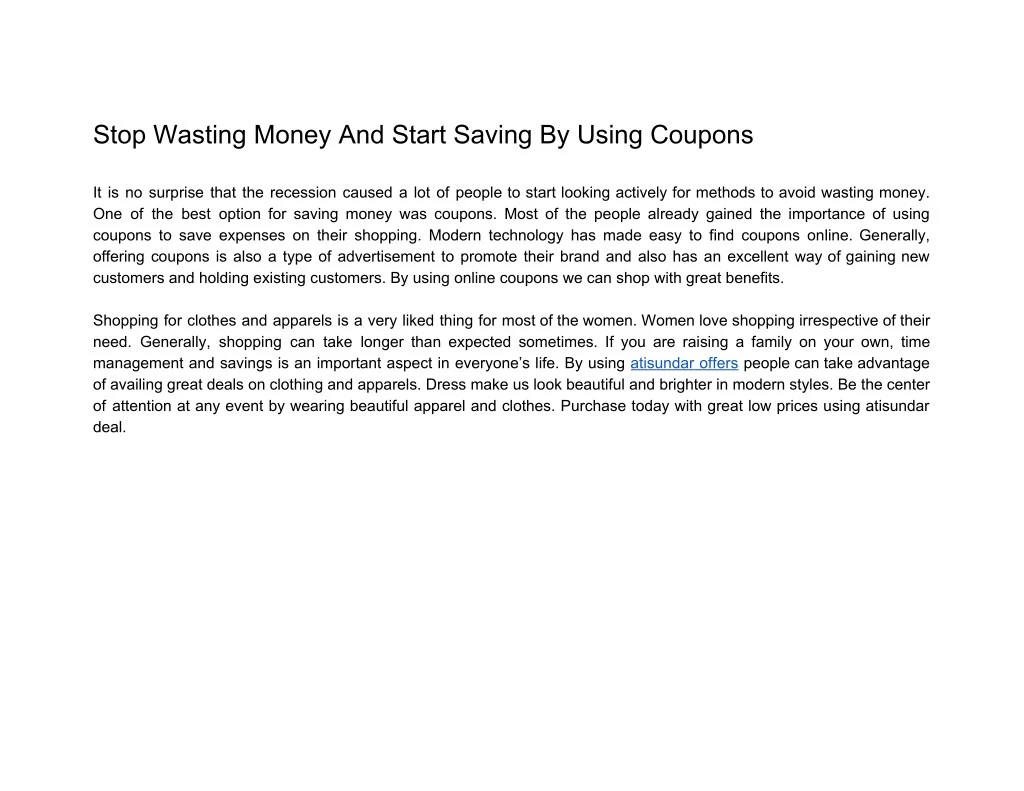 stop wasting money and start saving by using