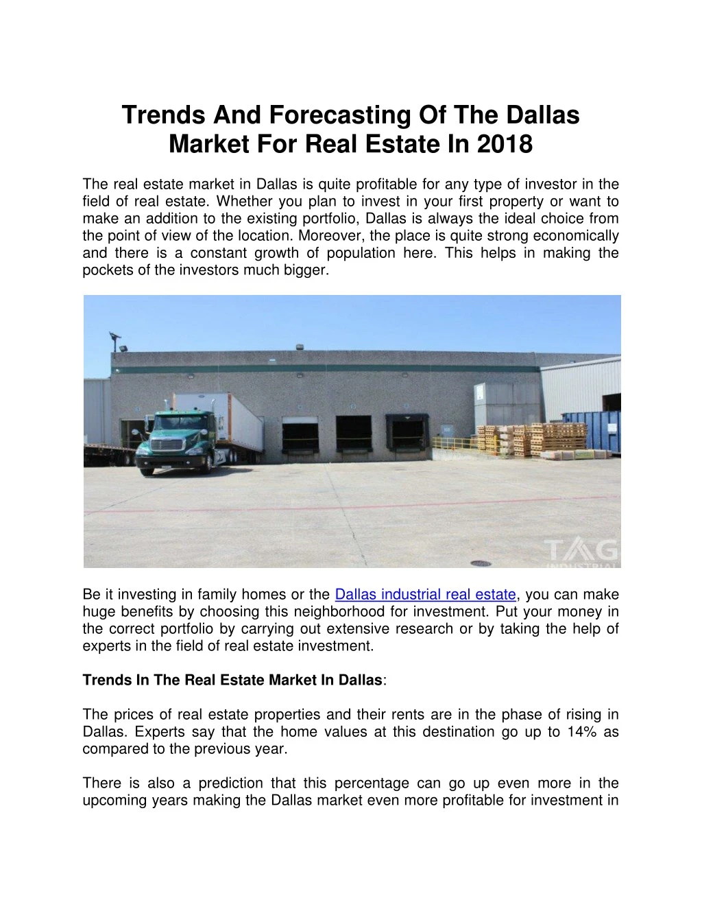 trends and forecasting of the dallas market